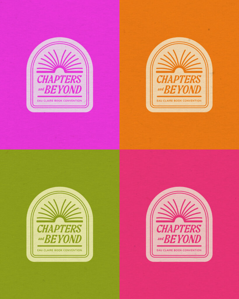 Four of the Chapters and Beyond logos in bright pink, bright orange, bright green and bright red.