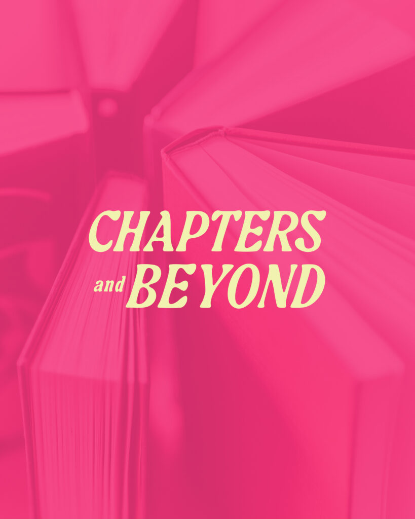 The text "Chapters and Beyond" overlayed a group of books.